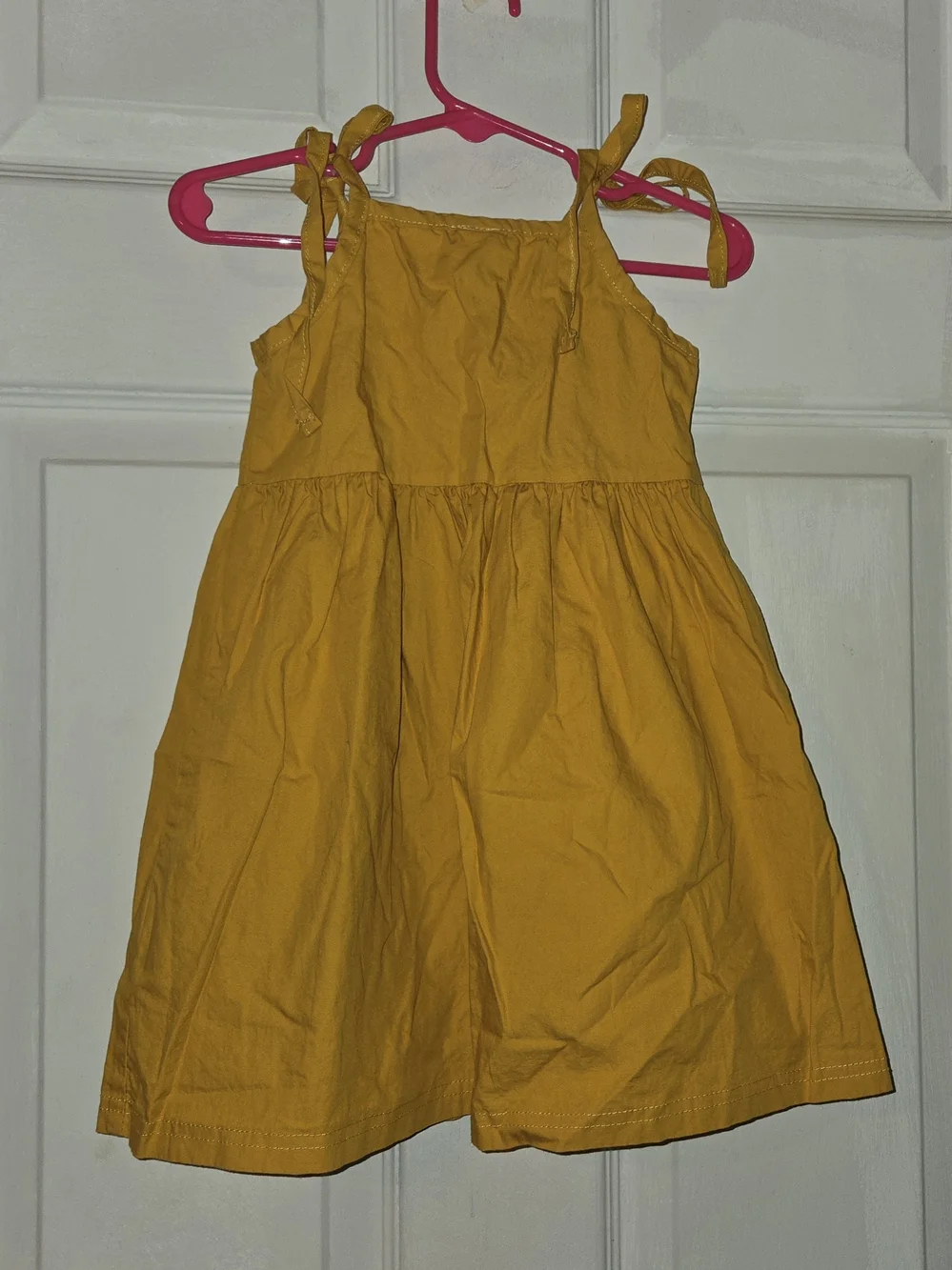 Girls' Mustard Button-Front Summer Dress with Tie Straps SZ 2T